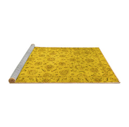Sideview of Machine Washable Abstract Yellow Modern Rug, wshabs3030yw