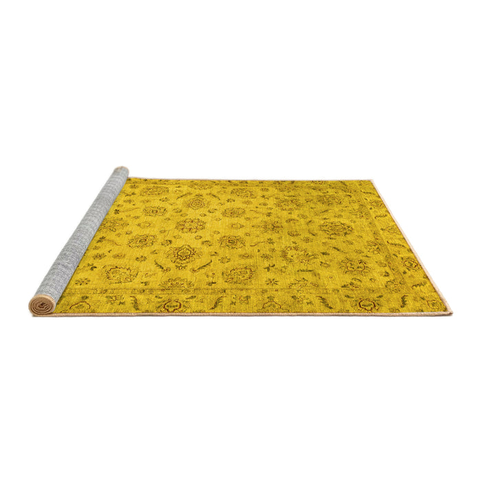 Sideview of Machine Washable Abstract Yellow Modern Rug, wshabs3030yw
