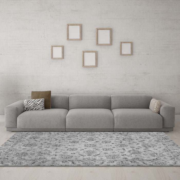 Machine Washable Abstract Gray Modern Rug in a Living Room,, wshabs3030gry