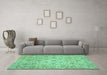 Machine Washable Abstract Turquoise Modern Area Rugs in a Living Room,, wshabs3030turq