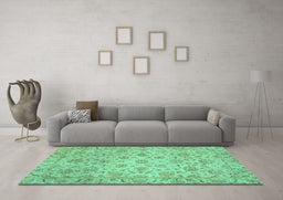 Machine Washable Abstract Turquoise Modern Area Rugs in a Living Room,, wshabs3030turq
