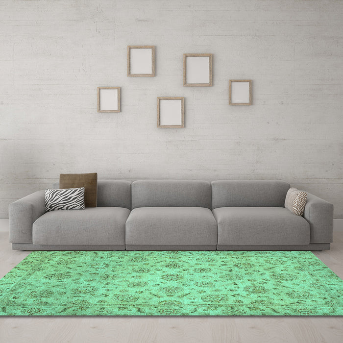 Machine Washable Abstract Turquoise Modern Area Rugs in a Living Room,, wshabs3030turq