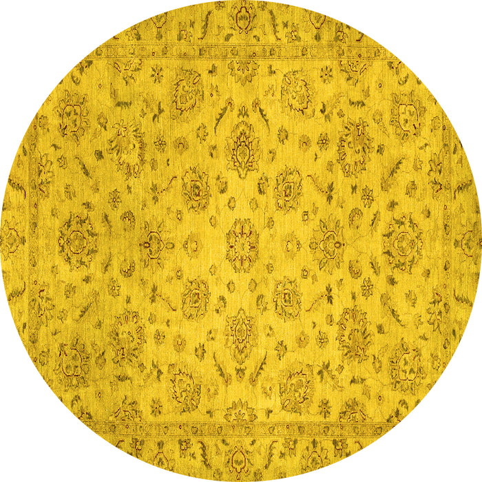 Round Machine Washable Abstract Yellow Modern Rug, wshabs3030yw