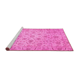 Sideview of Machine Washable Abstract Pink Modern Rug, wshabs3030pnk