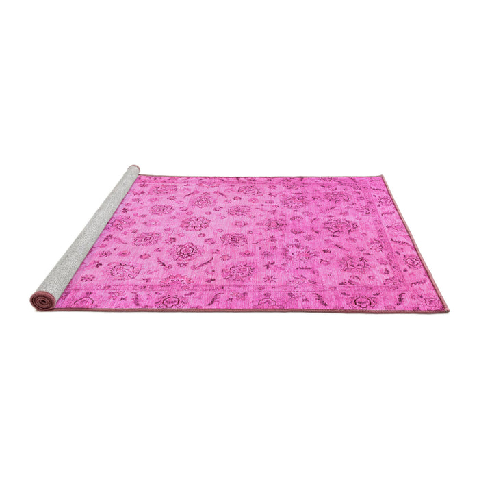 Sideview of Machine Washable Abstract Pink Modern Rug, wshabs3030pnk