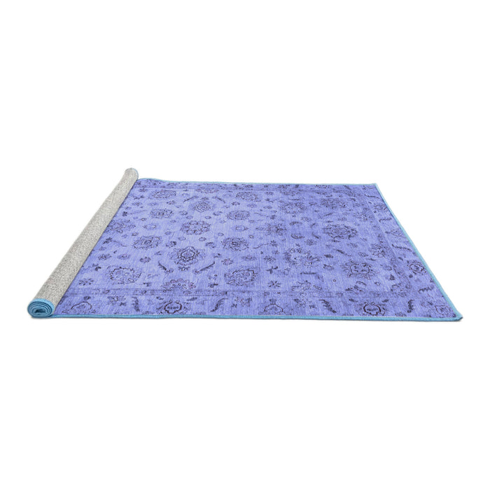 Sideview of Machine Washable Abstract Blue Modern Rug, wshabs3030blu