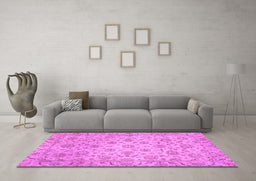 Machine Washable Abstract Purple Modern Area Rugs in a Living Room, wshabs3030pur