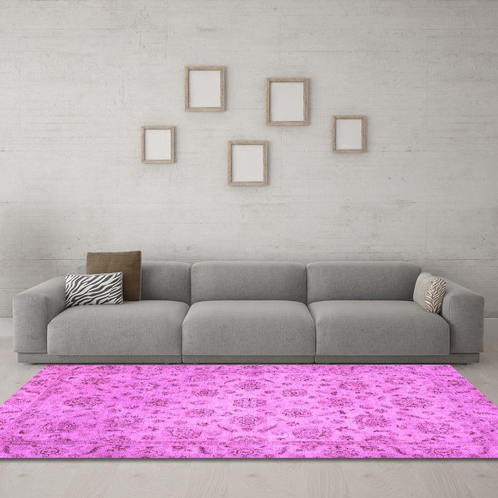 Machine Washable Abstract Purple Modern Area Rugs in a Living Room, wshabs3030pur