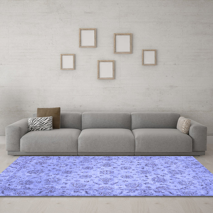 Machine Washable Abstract Blue Modern Rug in a Living Room, wshabs3030blu