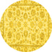 Round Oriental Yellow Traditional Rug, abs3031yw