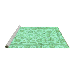 Sideview of Machine Washable Oriental Turquoise Traditional Area Rugs, wshabs3031turq