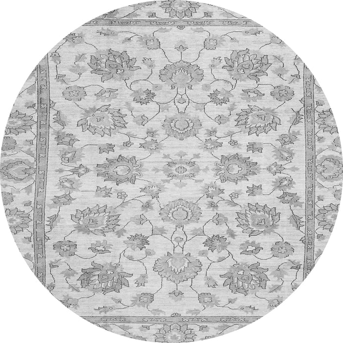 Round Machine Washable Oriental Gray Traditional Rug, wshabs3031gry