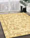 Abstract Yellow Oriental Rug in Family Room, abs3031