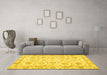 Machine Washable Oriental Yellow Traditional Rug in a Living Room, wshabs3031yw