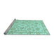 Sideview of Machine Washable Oriental Light Blue Traditional Rug, wshabs3031lblu