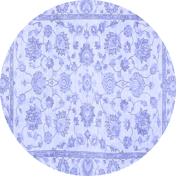 Round Machine Washable Oriental Blue Traditional Rug, wshabs3031blu
