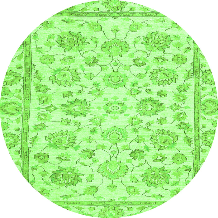 Round Machine Washable Oriental Green Traditional Area Rugs, wshabs3031grn