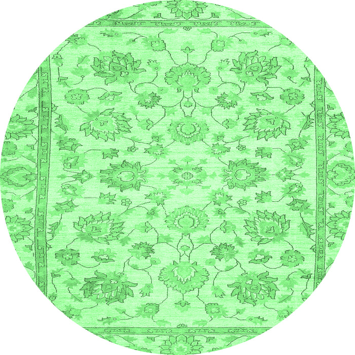 Round Machine Washable Oriental Emerald Green Traditional Area Rugs, wshabs3031emgrn