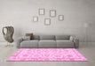 Machine Washable Oriental Pink Traditional Rug in a Living Room, wshabs3031pnk