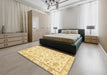 Machine Washable Abstract Yellow Rug in a Bedroom, wshabs3031