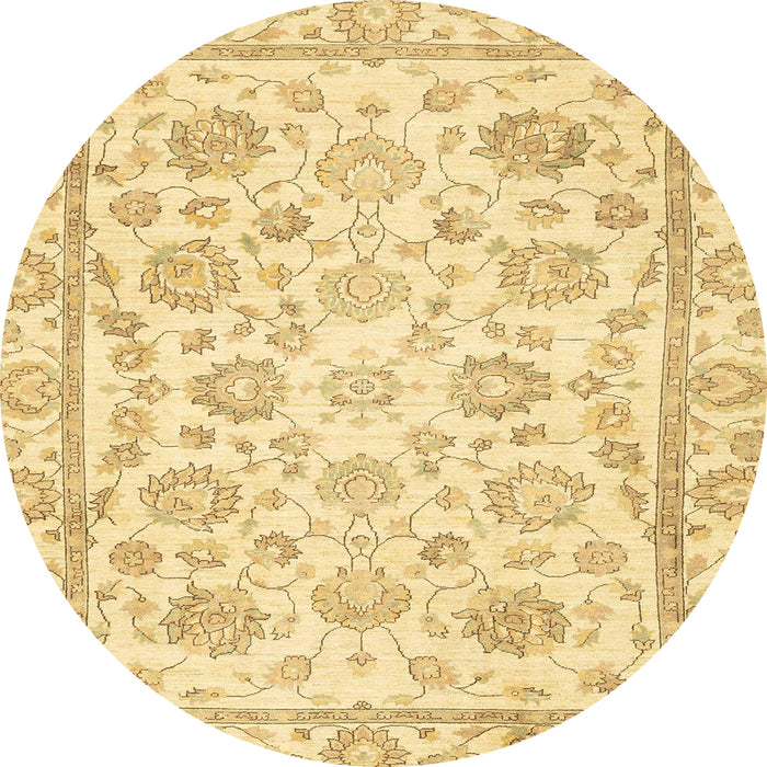 Round Machine Washable Abstract Yellow Rug, wshabs3031