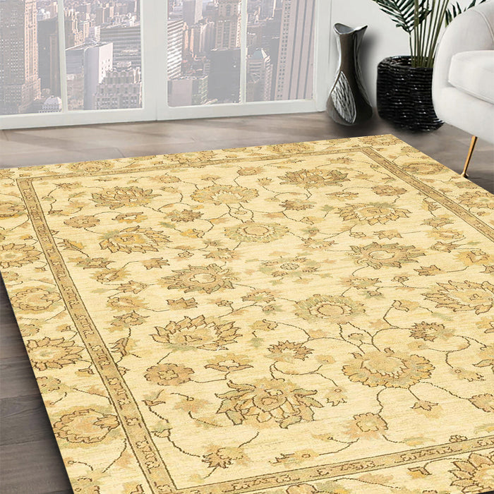 Machine Washable Abstract Yellow Rug in a Family Room, wshabs3031