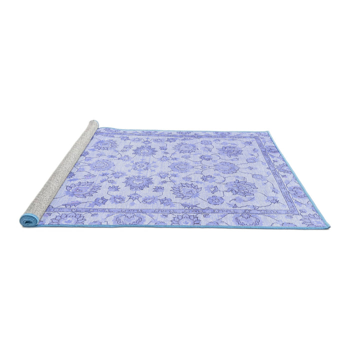 Sideview of Machine Washable Oriental Blue Traditional Rug, wshabs3031blu