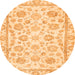 Round Machine Washable Oriental Orange Traditional Area Rugs, wshabs3031org