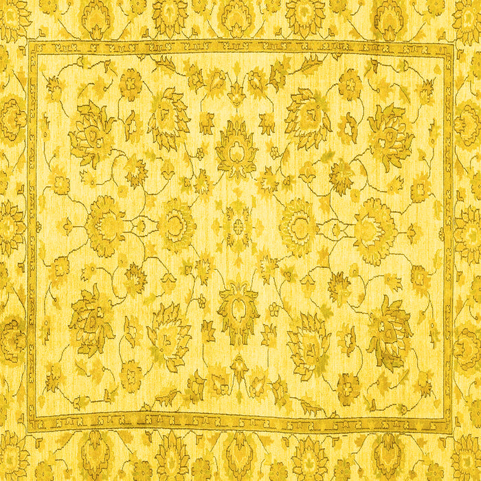 Square Machine Washable Oriental Yellow Traditional Rug, wshabs3031yw