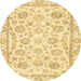 Round Abstract Yellow Oriental Rug, abs3031