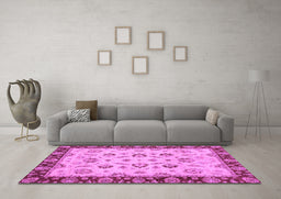 Machine Washable Oriental Purple Traditional Area Rugs in a Living Room, wshabs3032pur