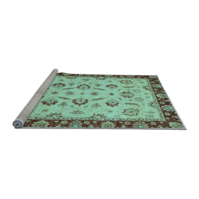 Sideview of Machine Washable Oriental Light Blue Traditional Rug, wshabs3032lblu