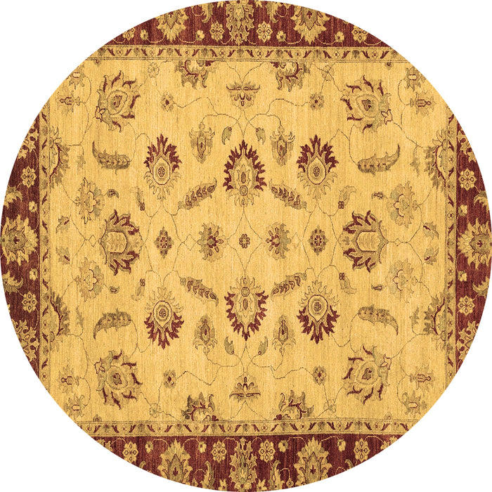 Round Machine Washable Oriental Brown Traditional Rug, wshabs3032brn