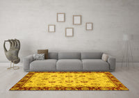 Machine Washable Oriental Yellow Traditional Rug, wshabs3032yw