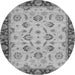 Round Machine Washable Oriental Gray Traditional Rug, wshabs3032gry