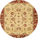 Round Machine Washable Abstract Orange Rug, wshabs3032