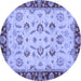 Round Machine Washable Oriental Blue Traditional Rug, wshabs3032blu