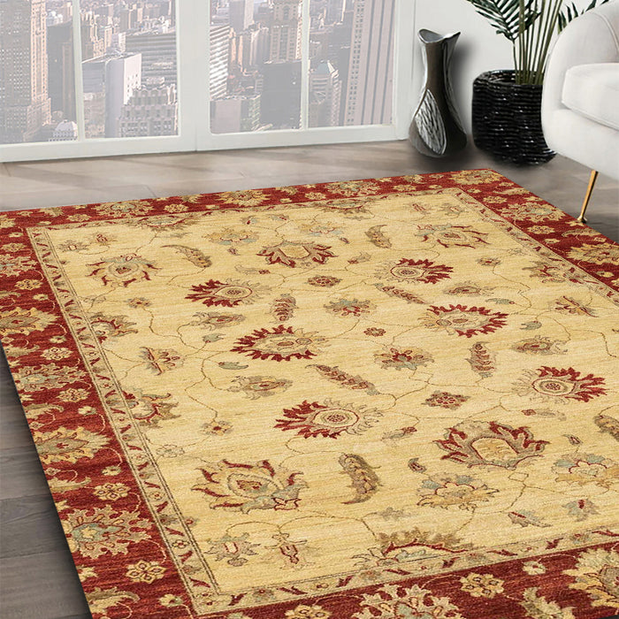 Machine Washable Abstract Orange Rug in a Family Room, wshabs3032