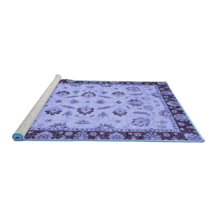 Sideview of Machine Washable Oriental Blue Traditional Rug, wshabs3032blu