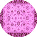 Round Oriental Purple Traditional Rug, abs3032pur