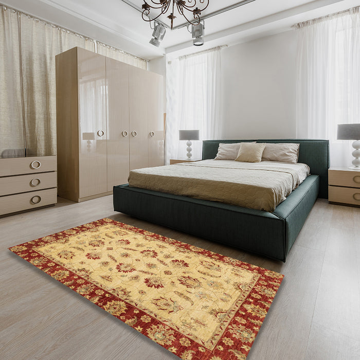 Machine Washable Abstract Orange Rug in a Bedroom, wshabs3032