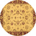 Round Oriental Brown Traditional Rug, abs3032brn