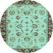 Round Oriental Light Blue Traditional Rug, abs3032lblu