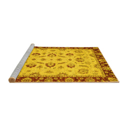 Sideview of Machine Washable Oriental Yellow Traditional Rug, wshabs3032yw