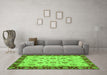 Machine Washable Oriental Green Traditional Area Rugs in a Living Room,, wshabs3032grn