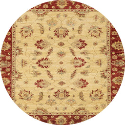 Round Abstract Orange Oriental Rug, abs3032