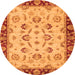 Round Machine Washable Oriental Orange Traditional Area Rugs, wshabs3032org