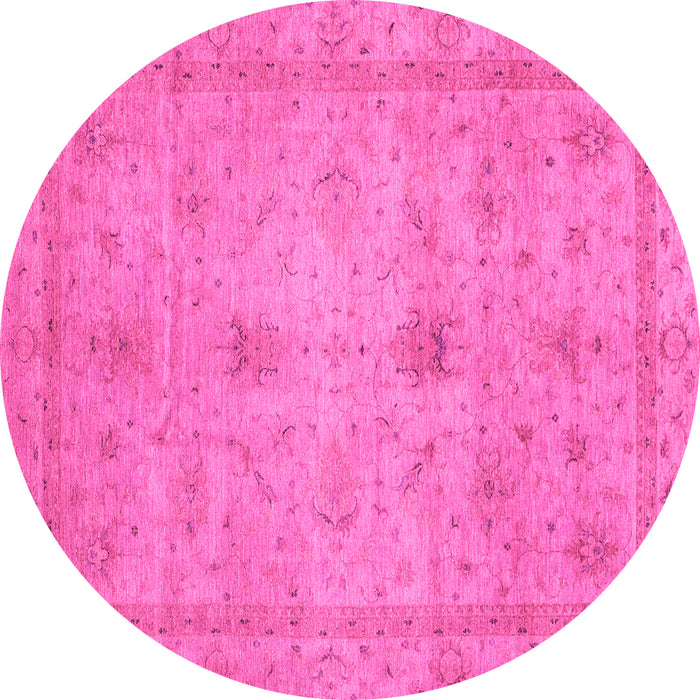Round Machine Washable Abstract Pink Modern Rug, wshabs3033pnk