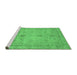 Sideview of Machine Washable Abstract Emerald Green Modern Area Rugs, wshabs3033emgrn