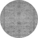 Round Machine Washable Abstract Gray Modern Rug, wshabs3033gry